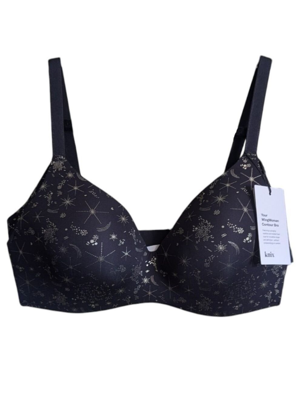 4 (32D 34C 34D) • Knix WingWoman Contour Wireless Bra In Stargazer Gold On Black